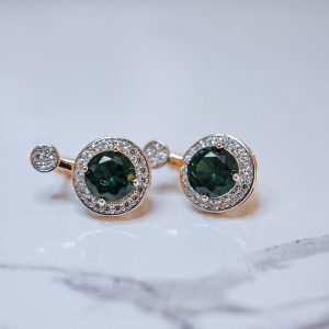 Green Solitare Earrings